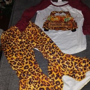 Pumpkin Farm Graphic Top and Leopard Print Pants